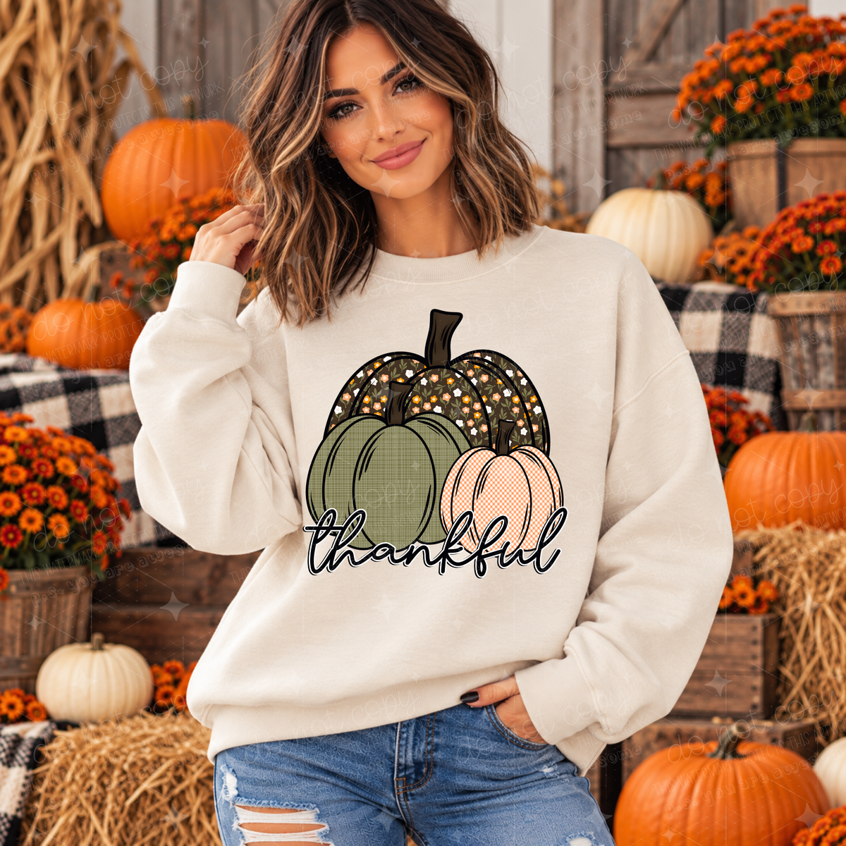 THANKFUL PUMPKIN TRIO - DTF TRANSFER