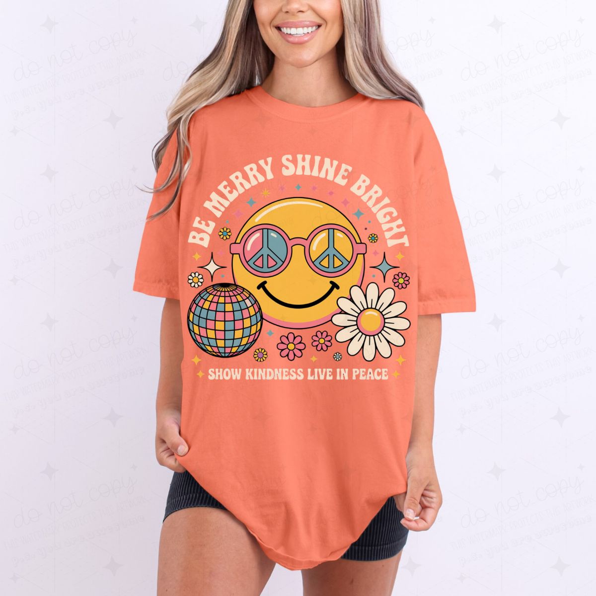 BE MERRY SHINE BRIGHT SHOW KINDNESS LIVE IN PEACE - DTF TRANSFER