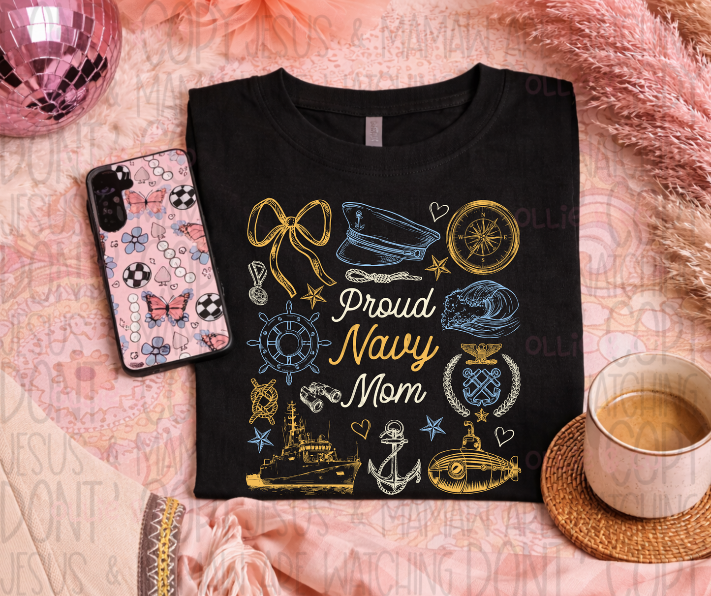 PROUD NAVY MOM - DTF TRANSFER