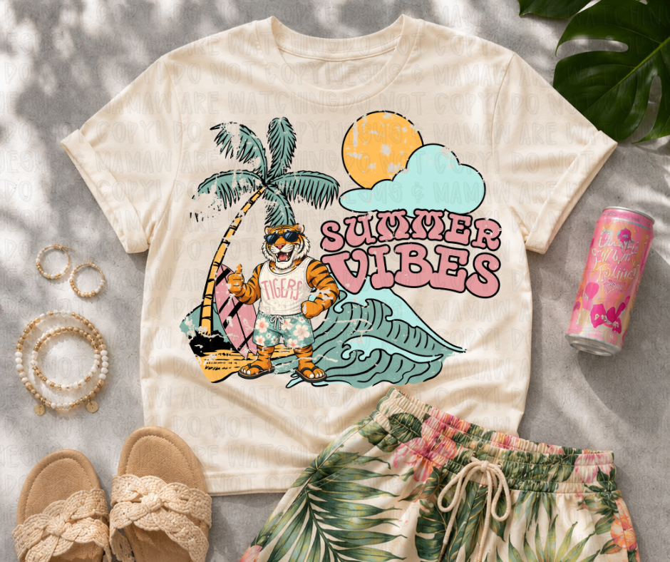 SUMMER VIBES TIGERS - DTF TRANSFER