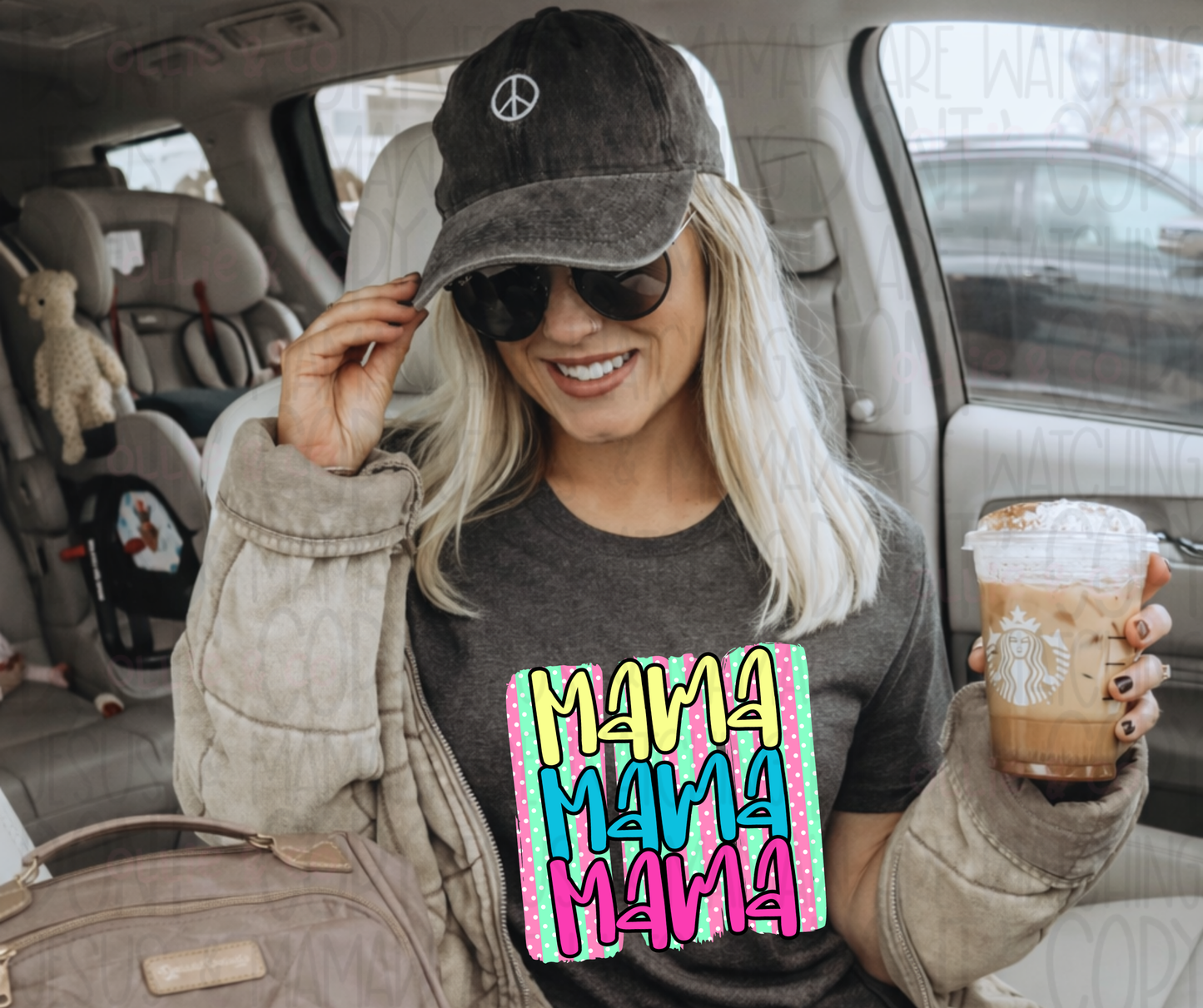 MAMA STACKED STRIPED BACKGROUND - DTF TRANSFER