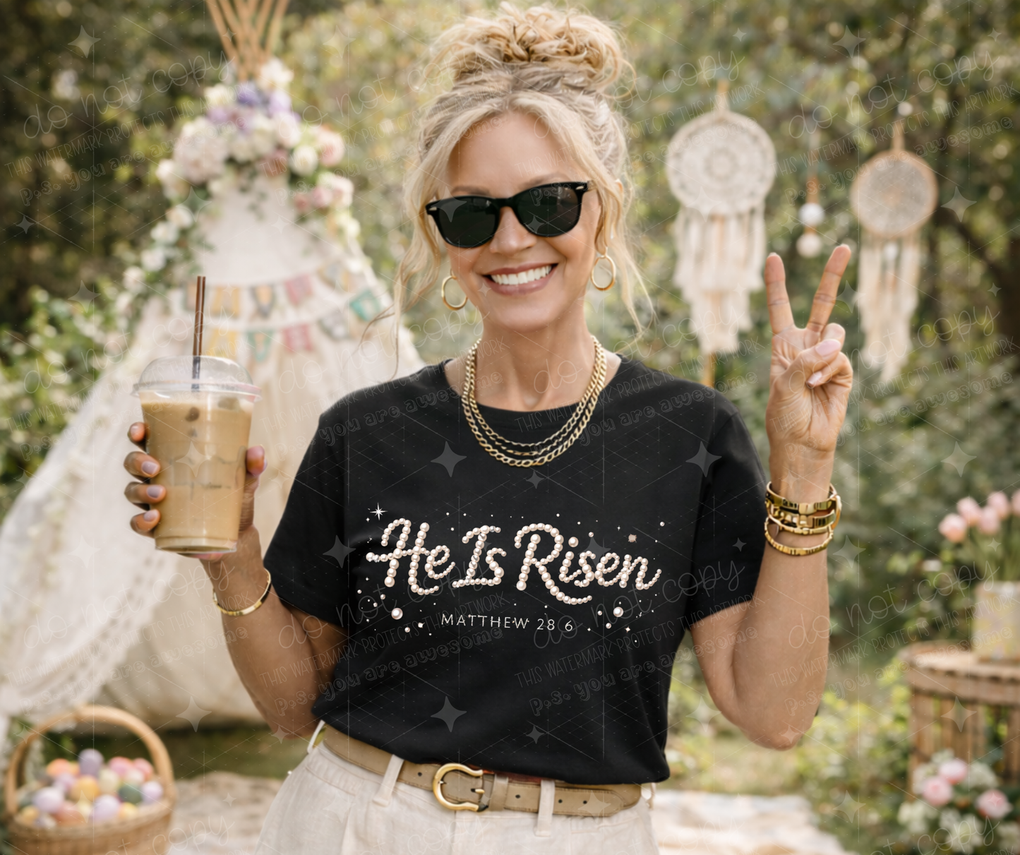 HE IS RISEN PEARLS - DTF TRANSFER