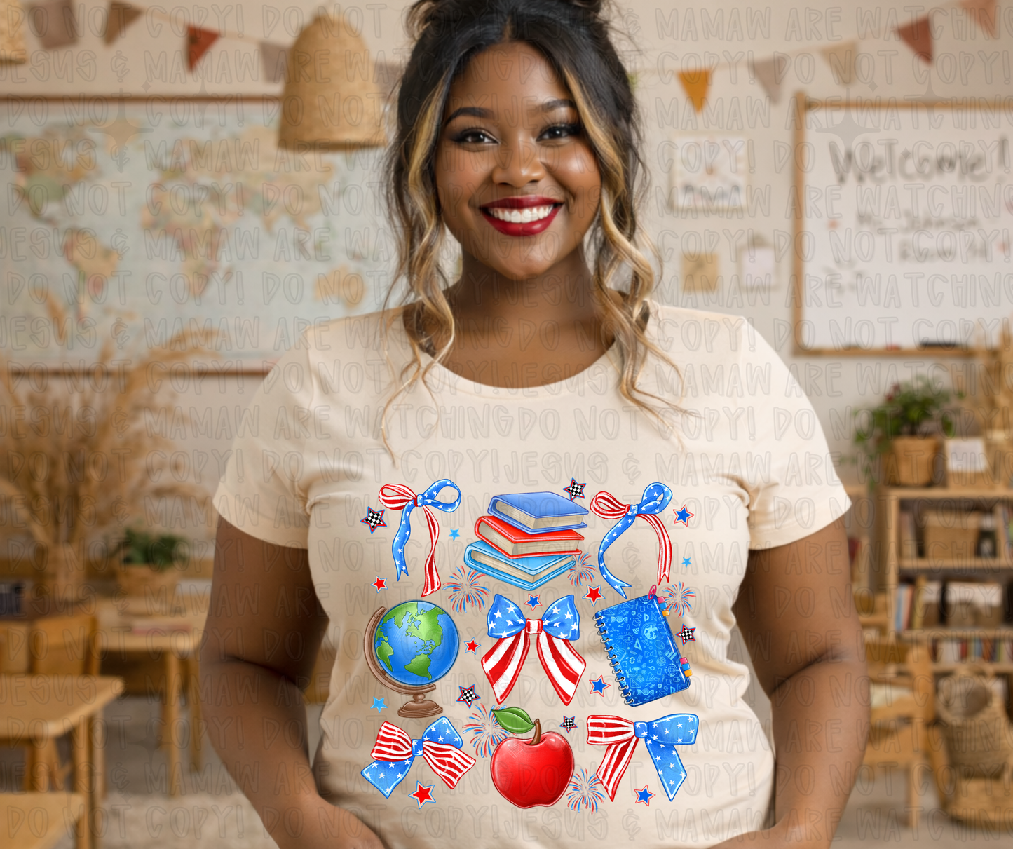 RED WHITE BLUE TEACHER - DTF TRANSFER