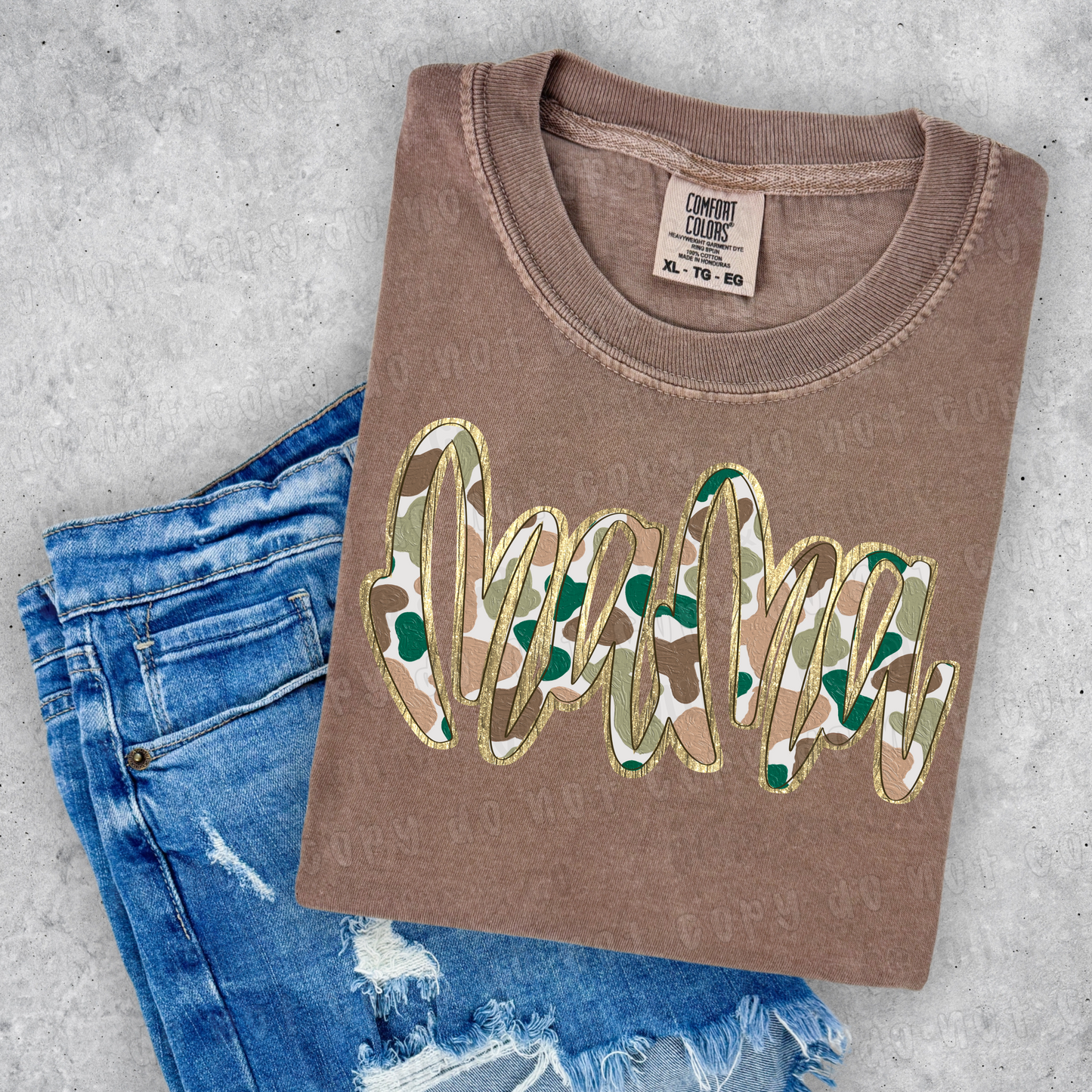 CAMO MAMA GOLD OUTLINE - DTF TRANSFER