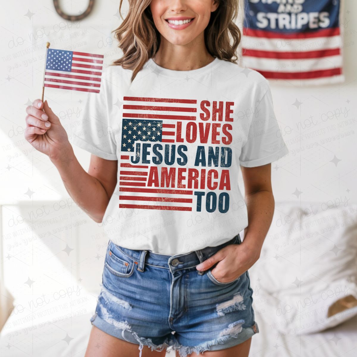 SHE LOVES JESUS AND AMERICA TOO - DTF TRANSFER