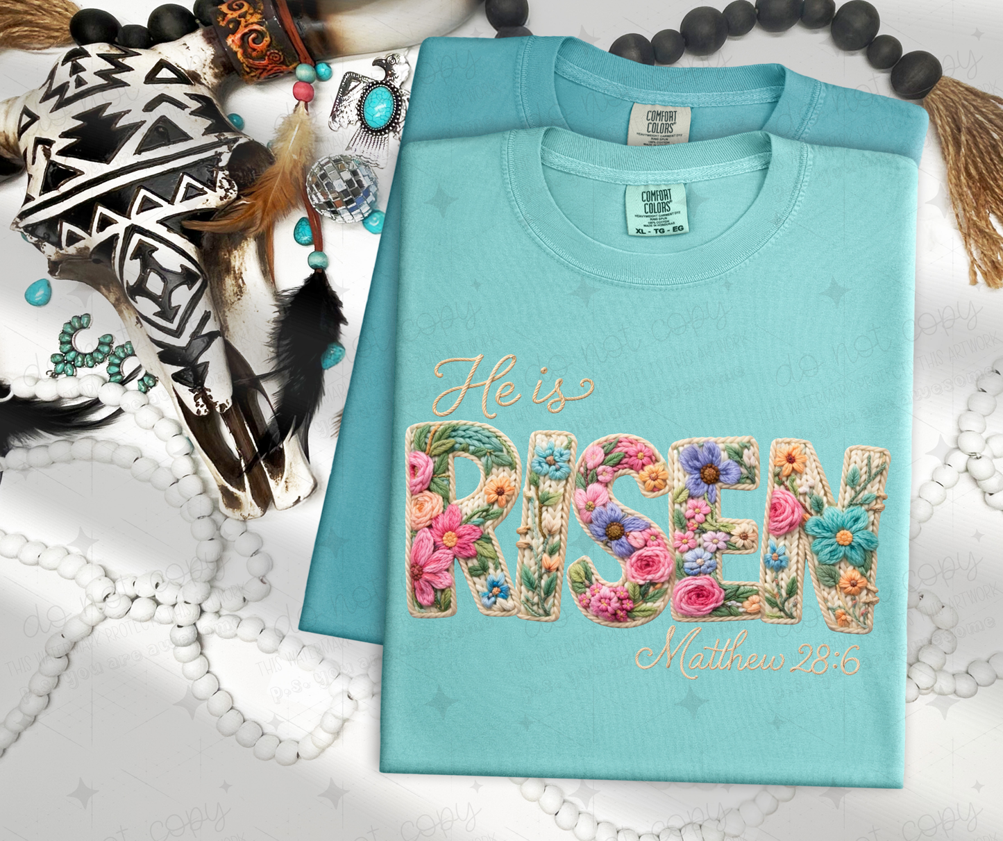 HE IS RISEN CREAM FAUX YARN - DTF TRANSFER