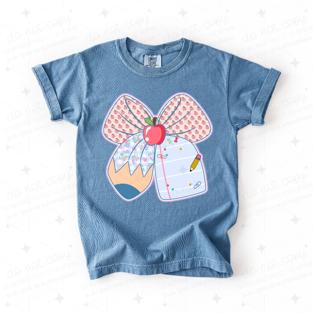 COQUETTE BACK TO SCHOOL PENCIL BOW - DTF TRANSFER