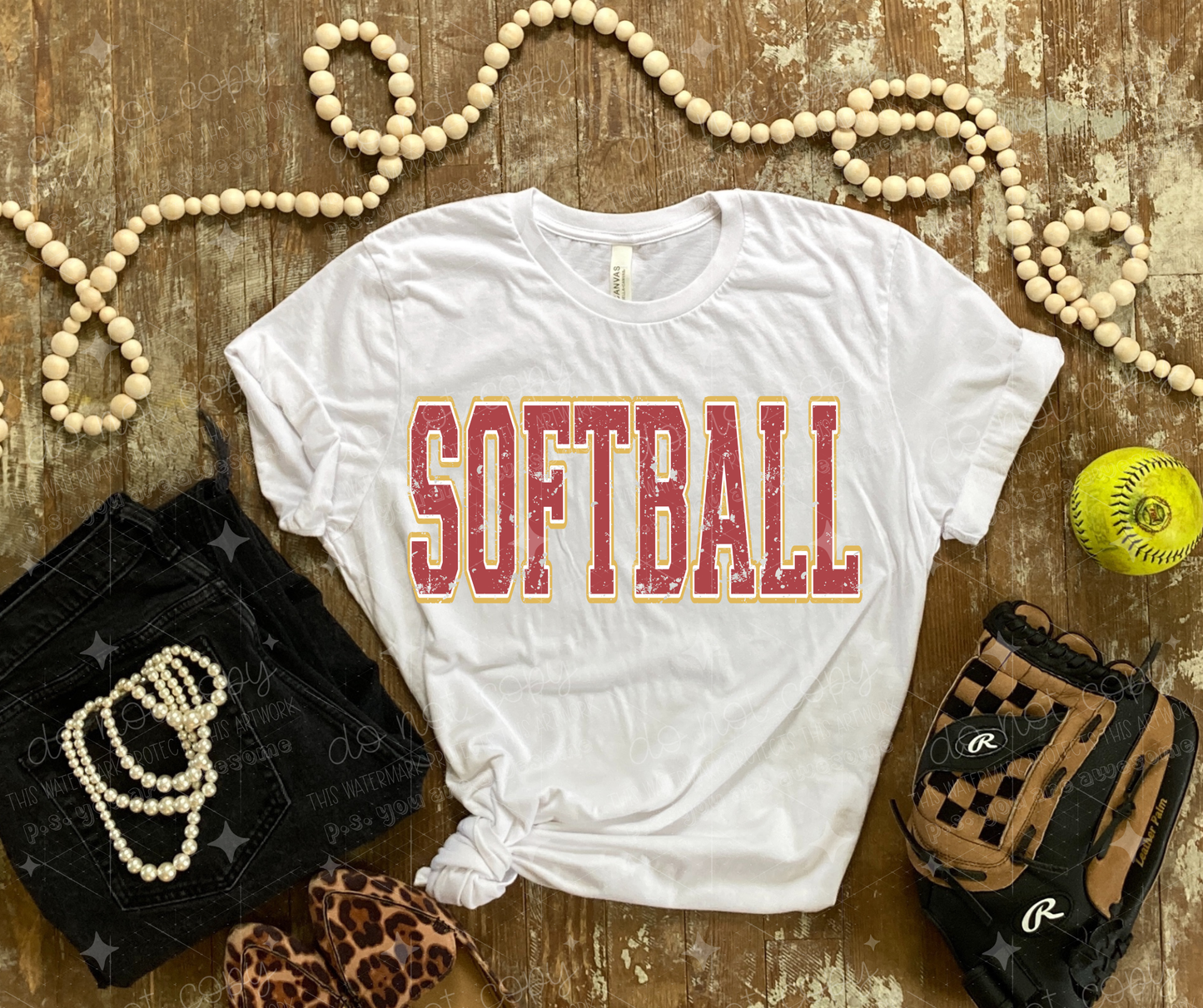 SOFTBALL DISTRESSED - DTF TRANSFER