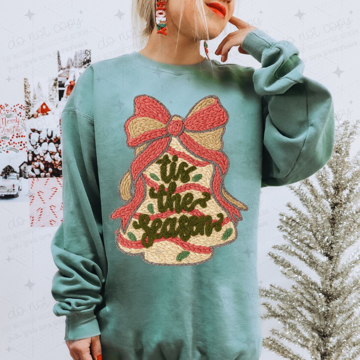 COQUETTE TIS THE SEASON TREE CAKE - FAUX YARN - DTF TRANSFER