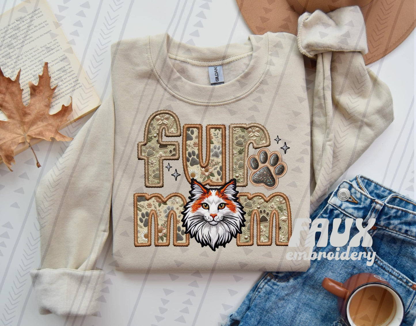 FUR MOM - FAUX EMBROIDERY - DTF TRANSFER