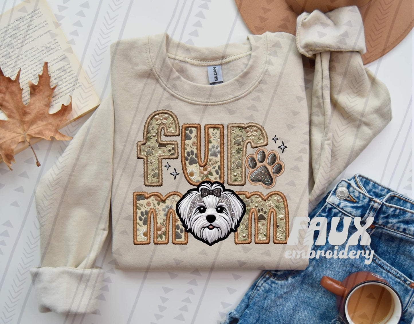 FUR MOM - FAUX EMBROIDERY - DTF TRANSFER