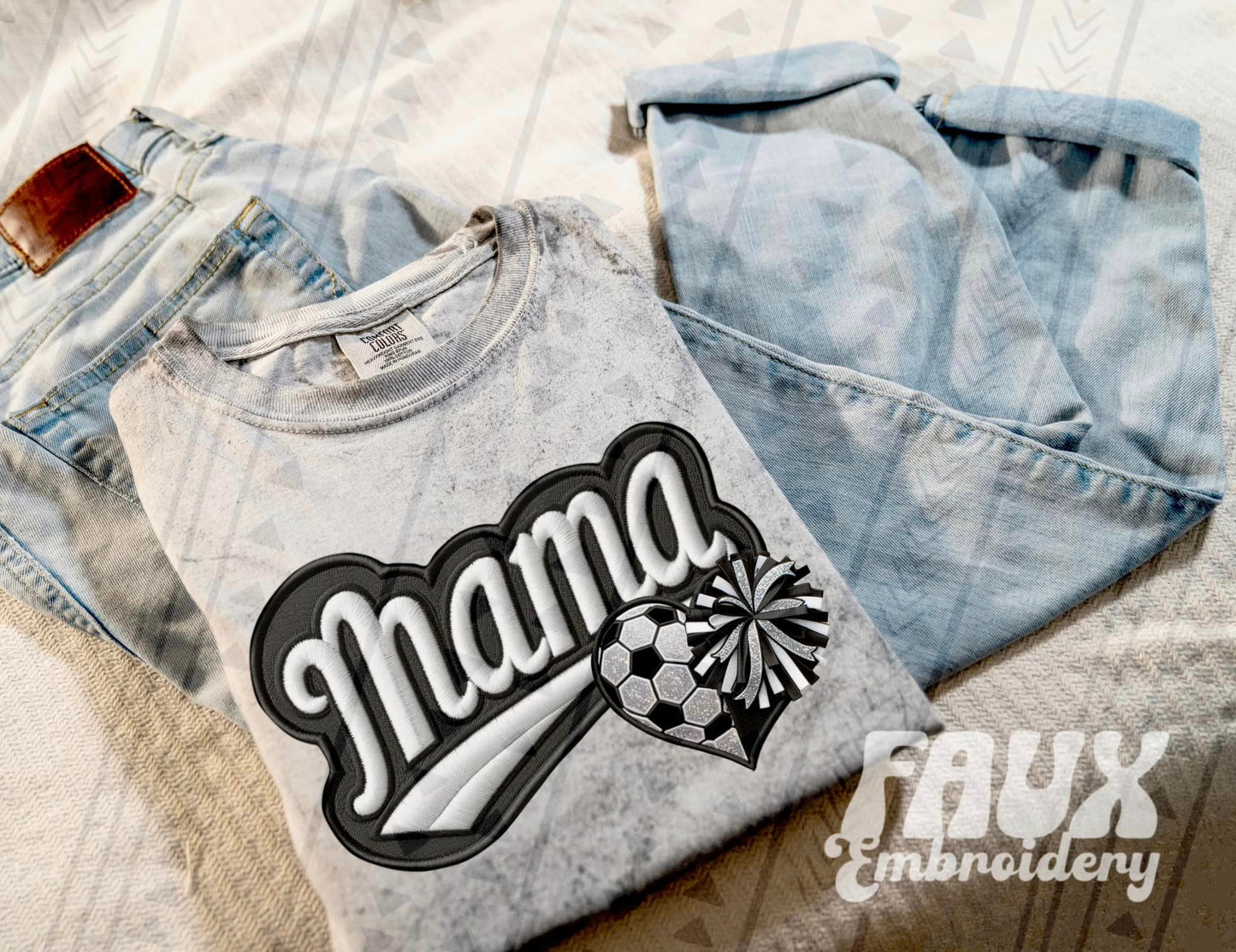 Faux Embroidered Mama Sports Patch DTF PRINT - DTF TRANSFER
