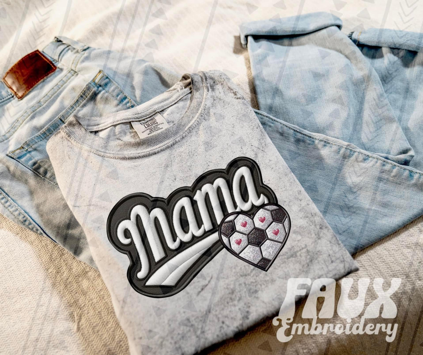 Faux Embroidered Mama Sports Patch DTF PRINT - DTF TRANSFER