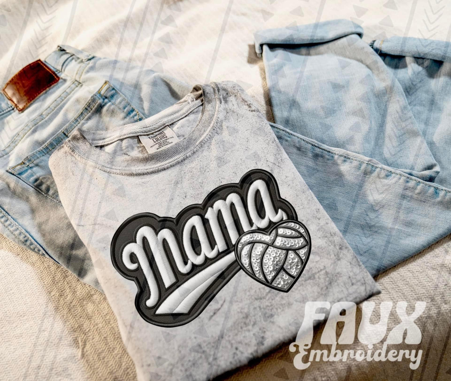 Faux Embroidered Mama Sports Patch DTF PRINT - DTF TRANSFER