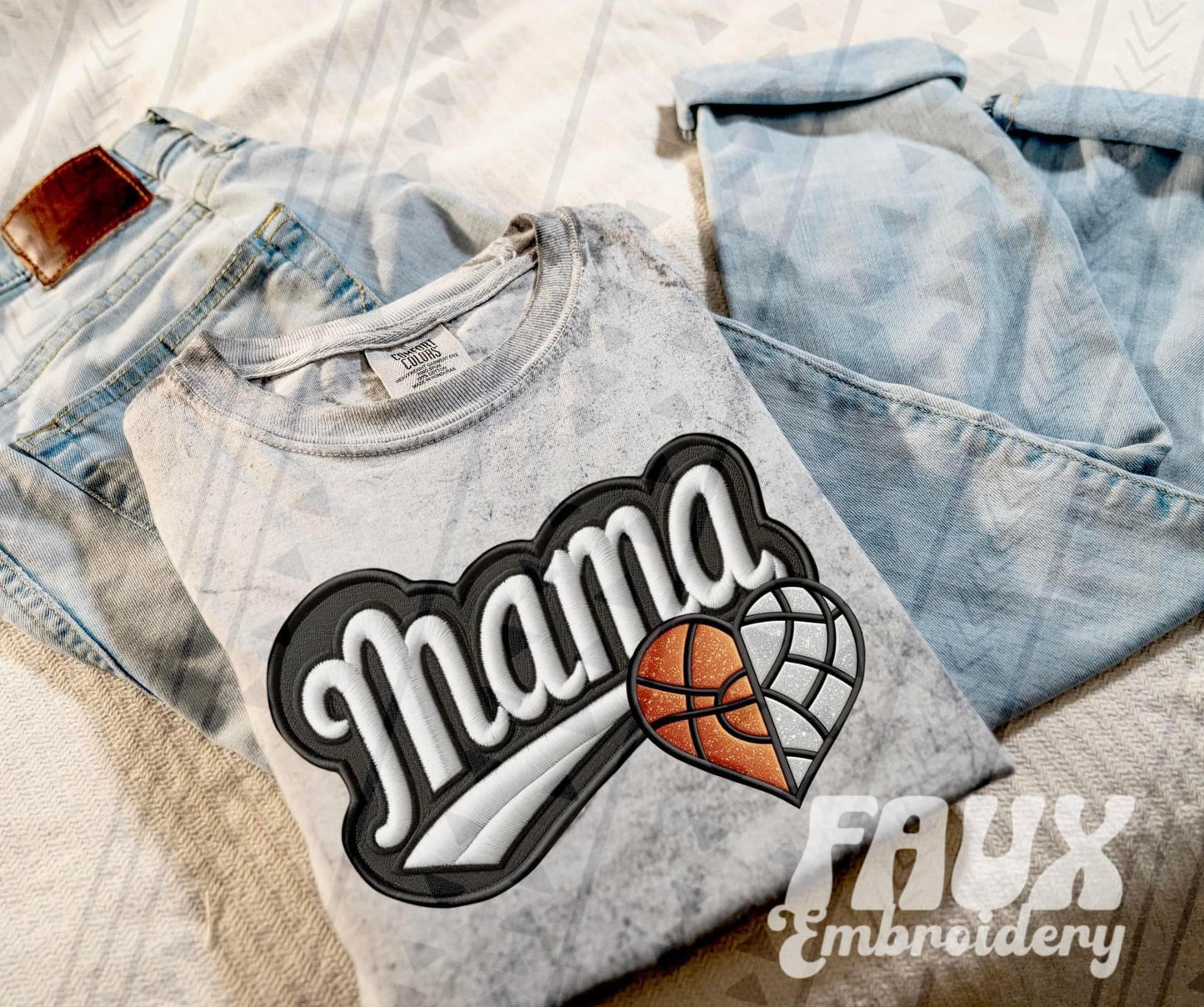 Faux Embroidered Mama Sports Patch DTF PRINT - DTF TRANSFER