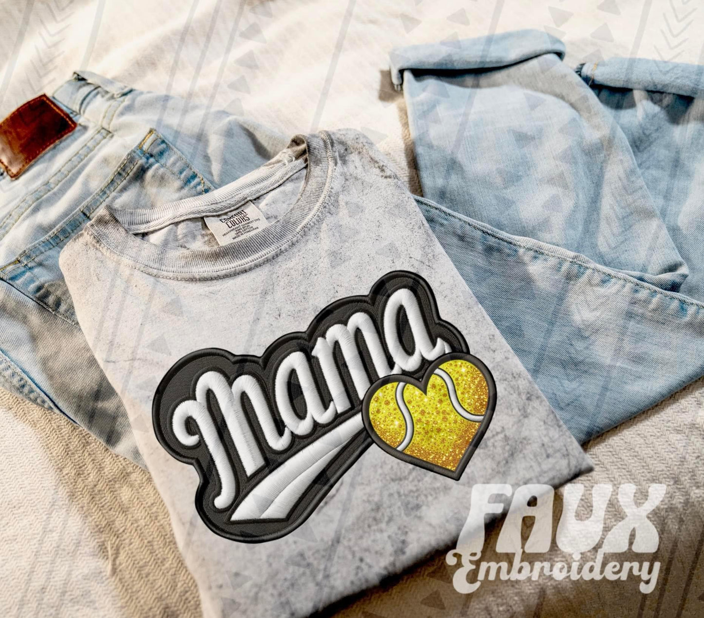 Faux Embroidered Mama Sports Patch DTF PRINT - DTF TRANSFER