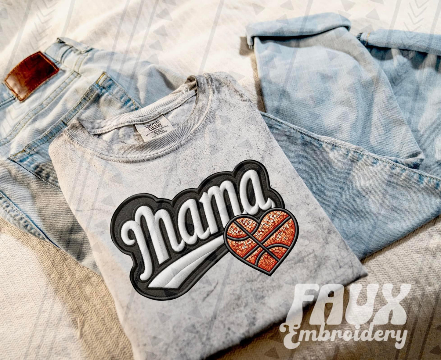 Faux Embroidered Mama Sports Patch DTF PRINT - DTF TRANSFER