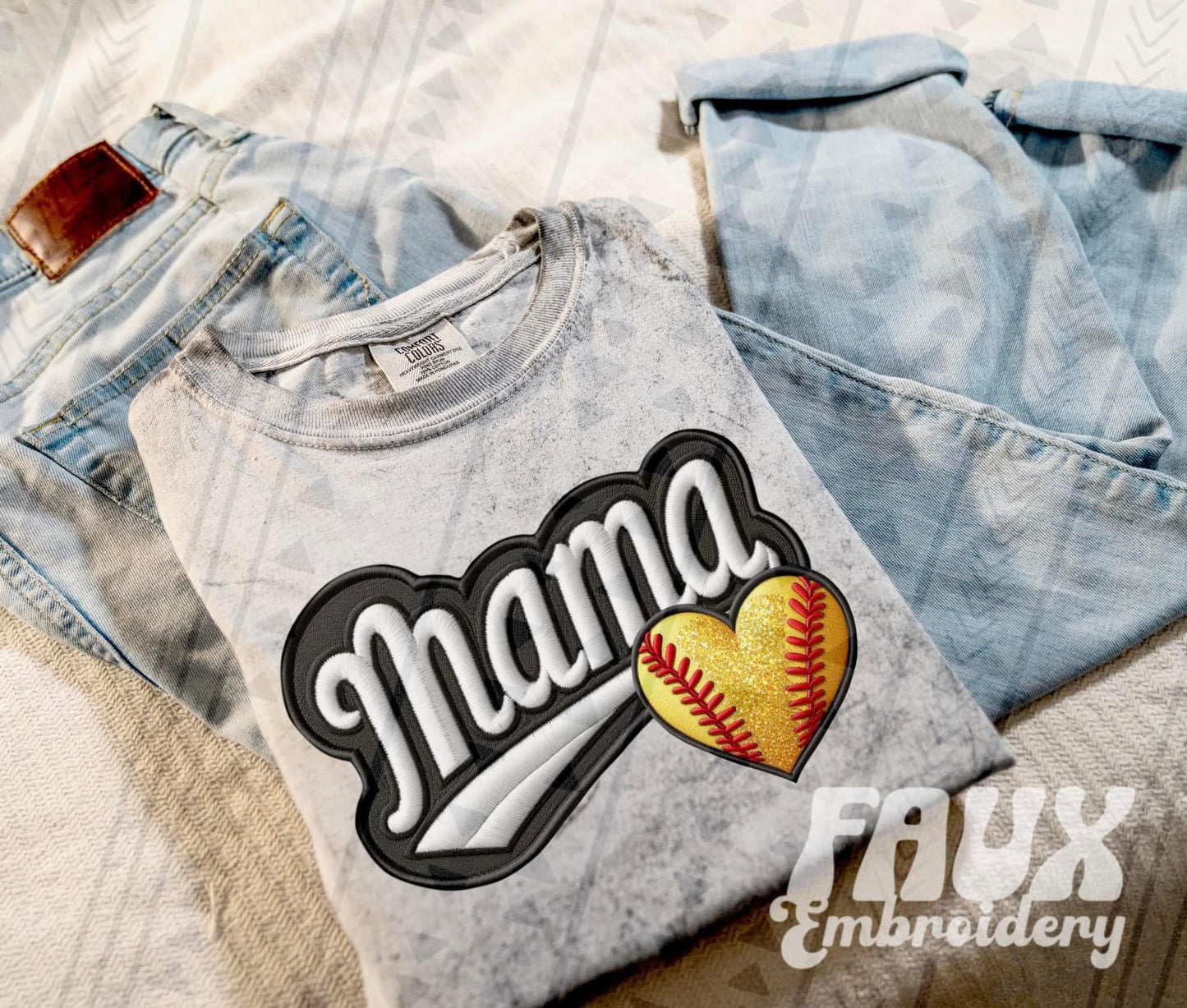 Faux Embroidered Mama Sports Patch DTF PRINT - DTF TRANSFER