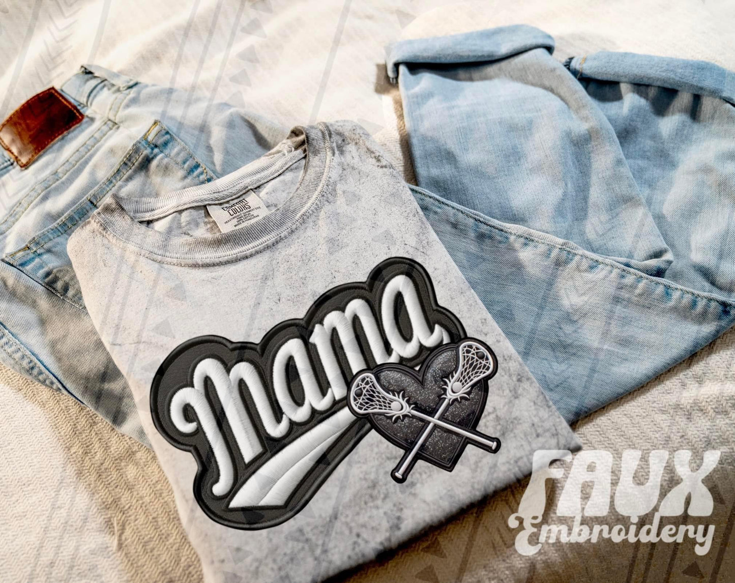 Faux Embroidered Mama Sports Patch DTF PRINT - DTF TRANSFER