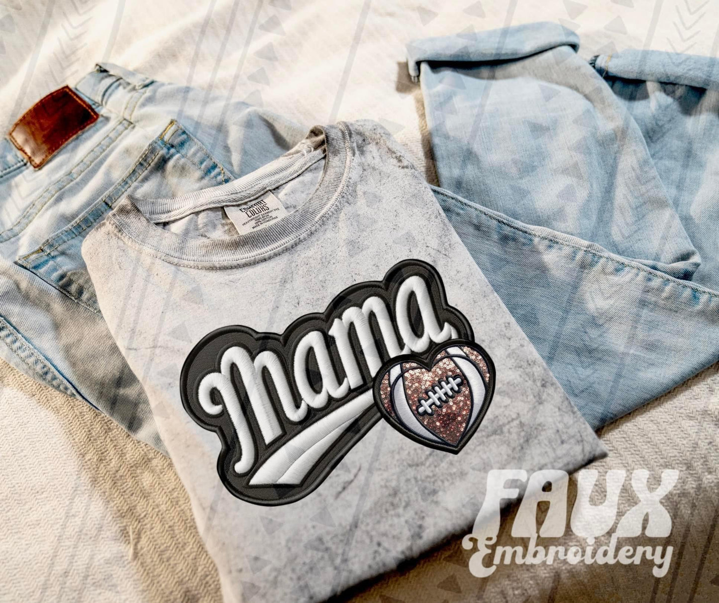 Faux Embroidered Mama Sports Patch DTF PRINT - DTF TRANSFER