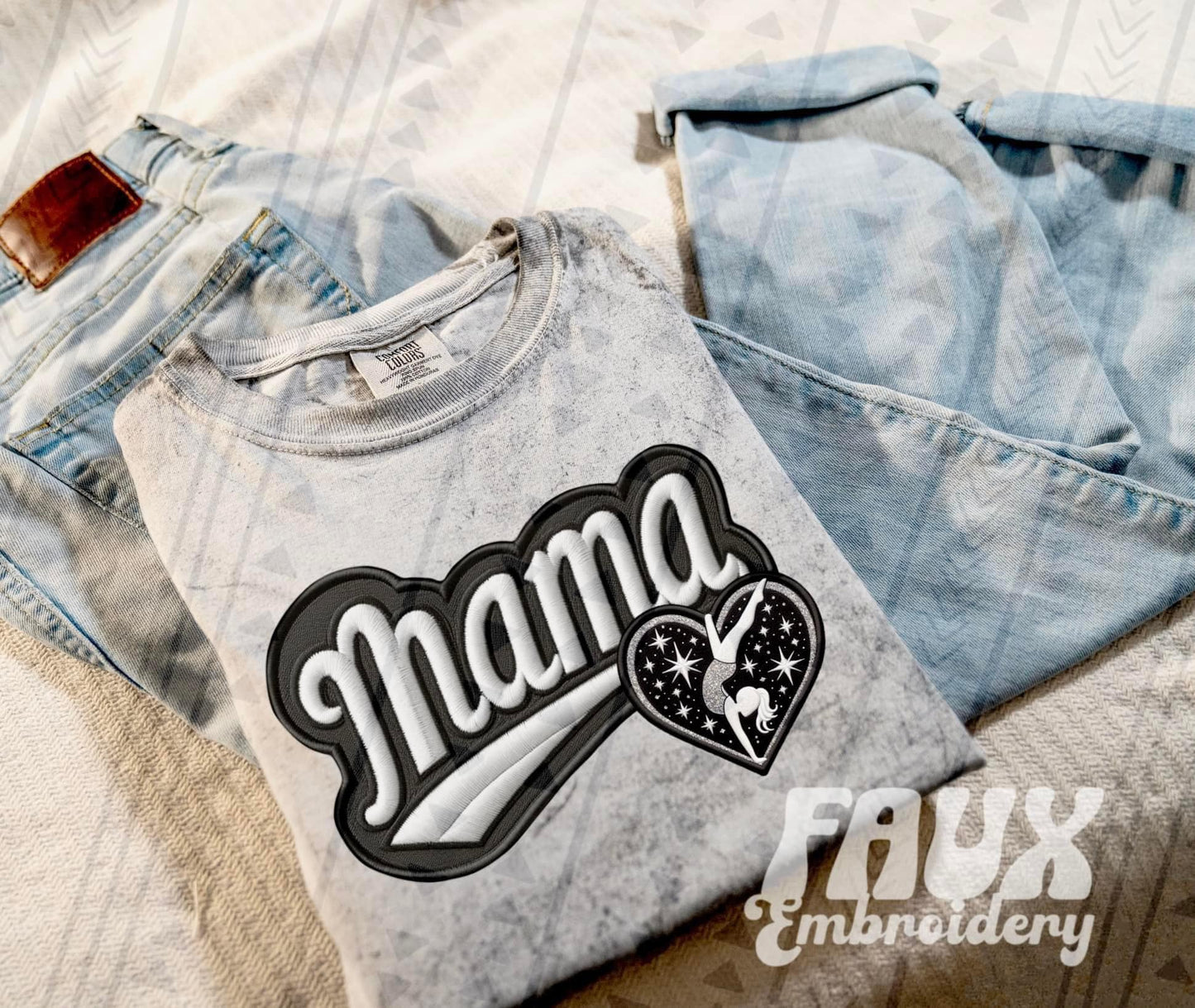 Faux Embroidered Mama Sports Patch DTF PRINT - DTF TRANSFER