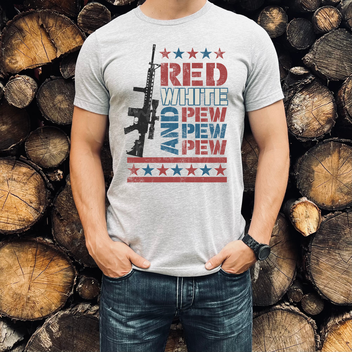 RED WHITE & PEW PEW PEW - DTF TRANSFER
