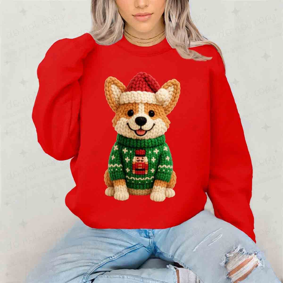 CHRISTMAS CORGI - FAUX YARN - DTF TRANSFER