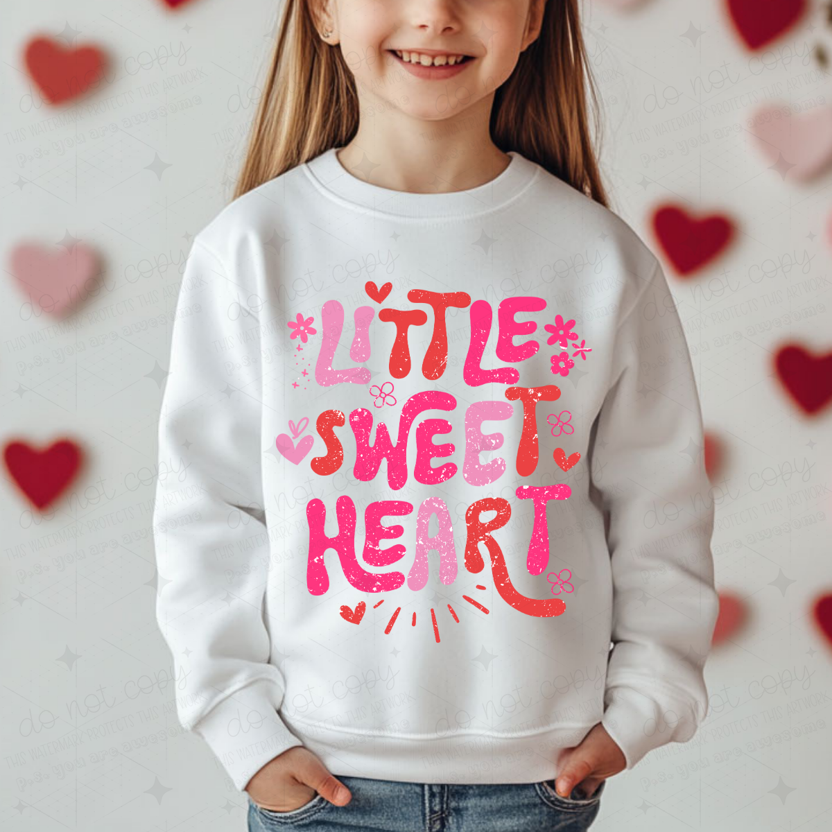 LITTLE SWEET HEART - MULTICOLOR TEXT WITH GRUNGE - DTF TRANSFER