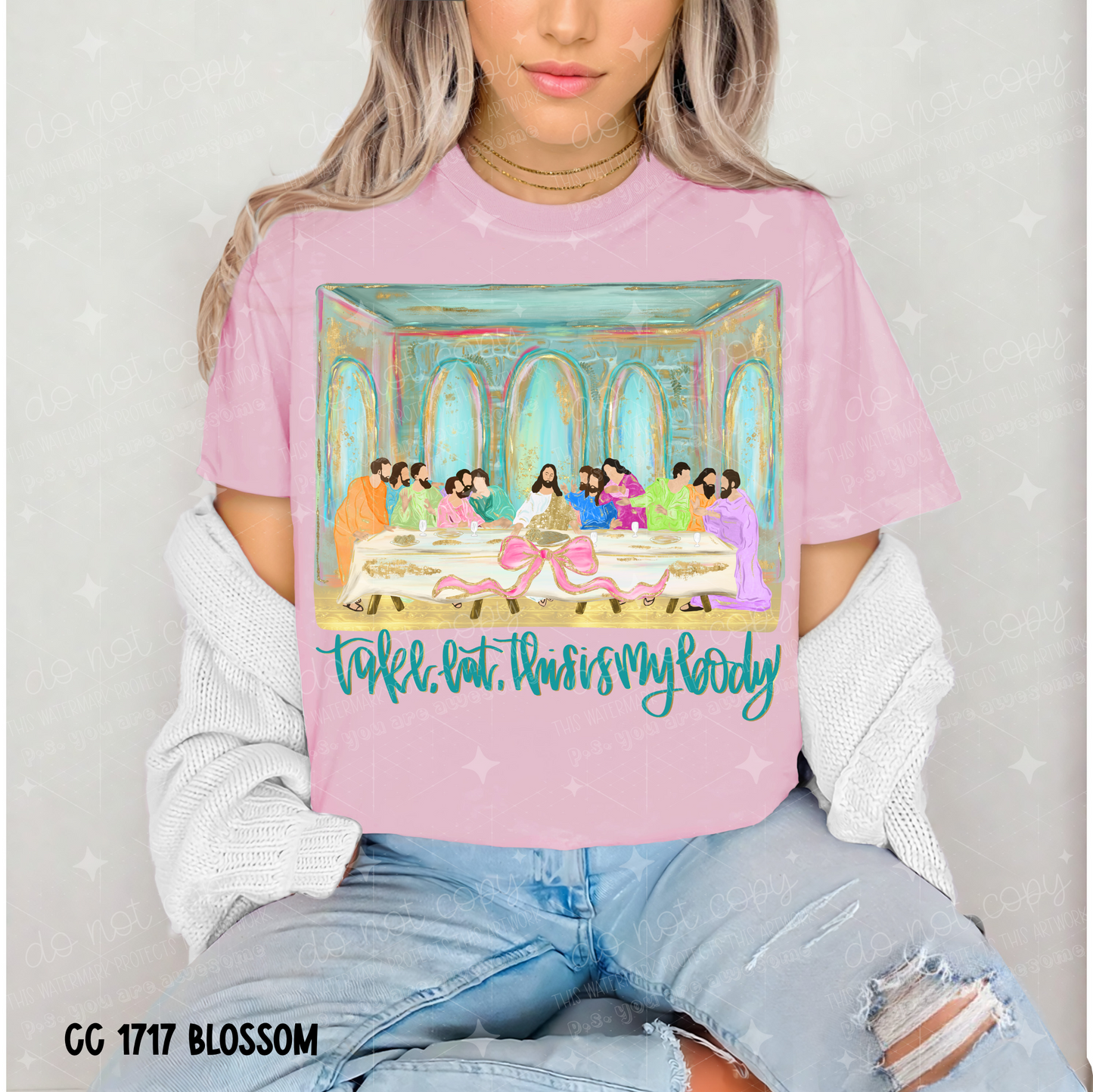 LAST SUPPER- TAKE EAT THIS IS MY BODY WITH BOW - DTF TRANSFER
