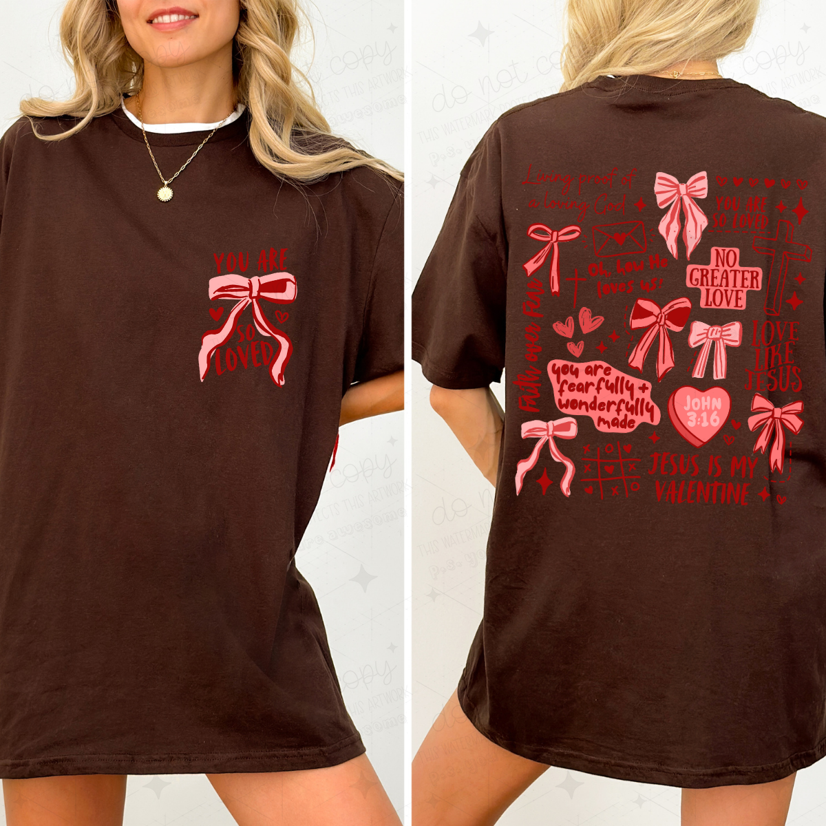COQUETTE YOU ARE SO LOVED - RED TEXT - FRONT+BACK - DTF TRANSFER