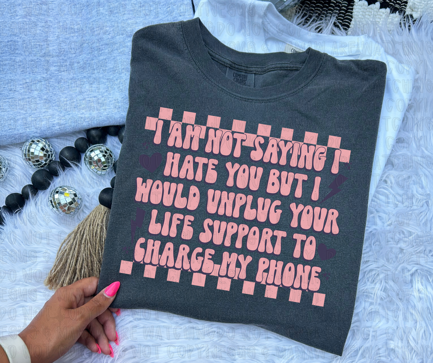 UNPLUG LIFE SUPPORT PINK - DTF TRANSFER