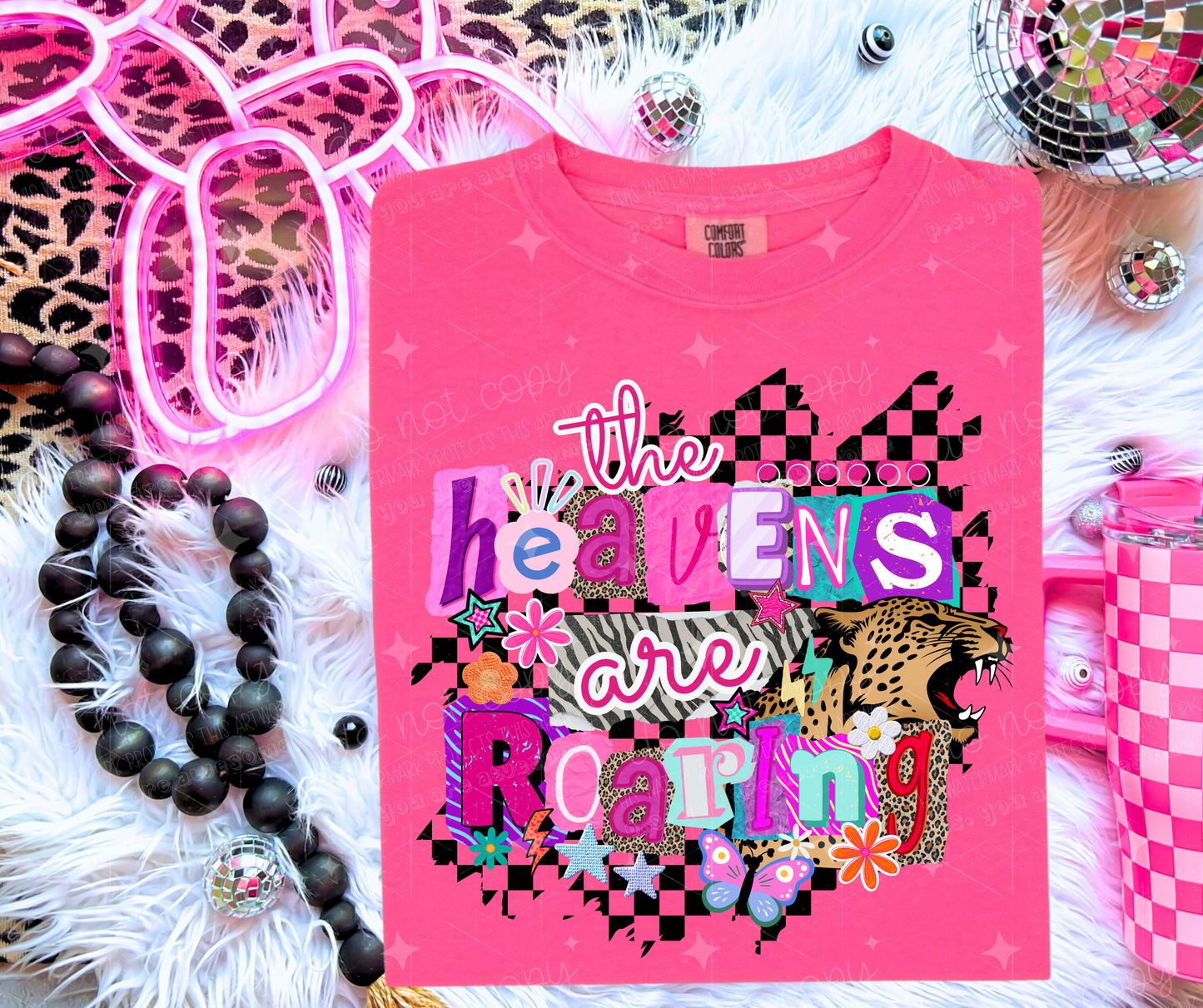 THE HEAVENS ARE ROARING CHECKER BACKGROUND - DTF TRANSFER