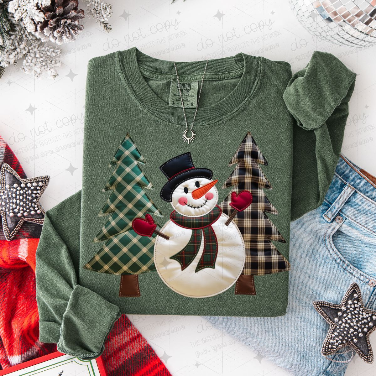 PATCHWORK SNOWMAN - DTF TRANSFER