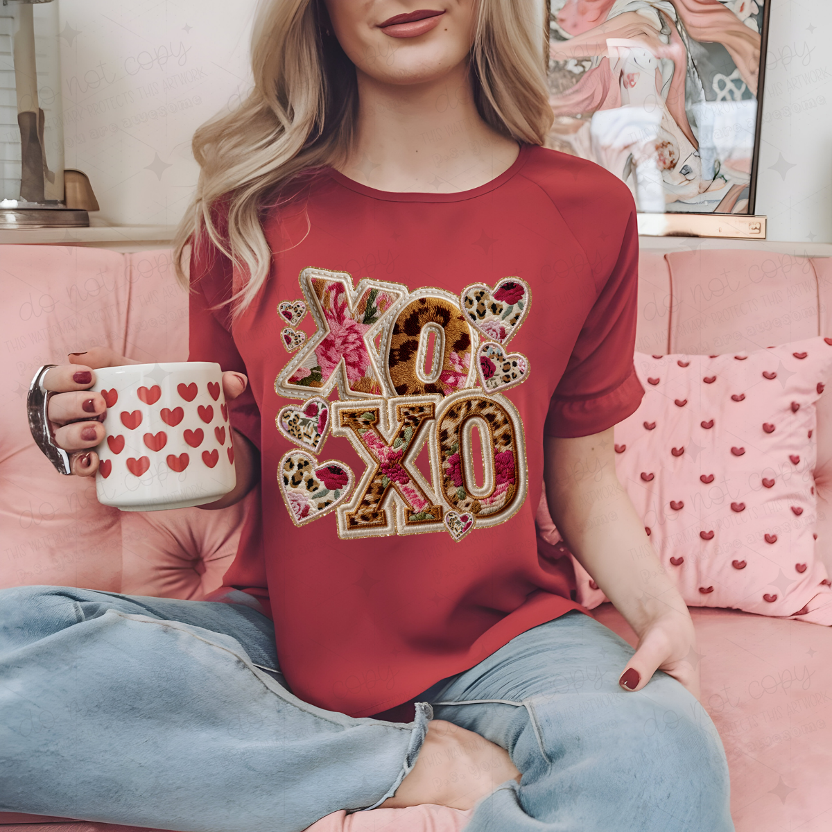 XOXO - FAUX YARN/FAUX EMBROIDERY - DTF TRANSFER