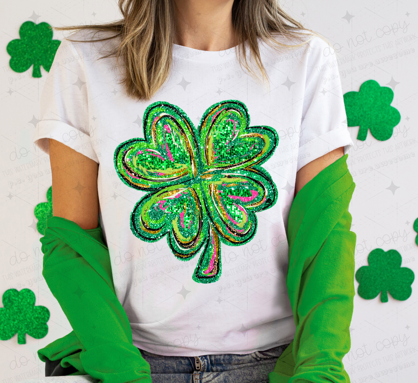 SHAMROCK - FAUX GLITTER - DTF TRANSFER