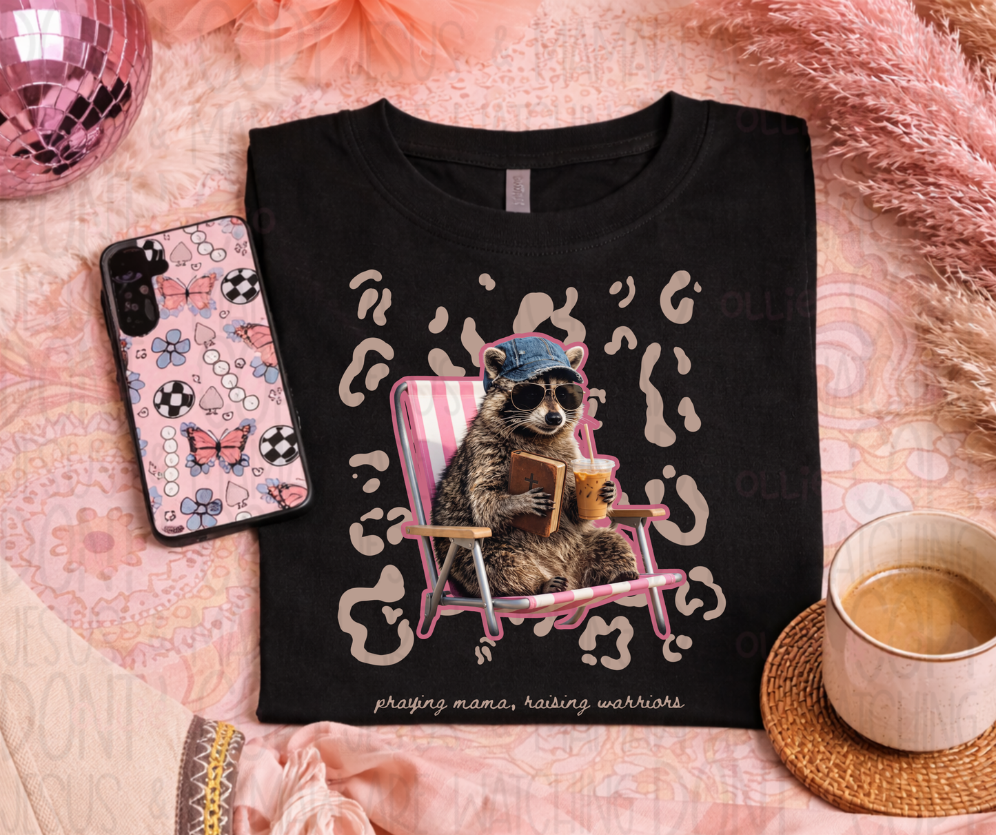 PRAYING MAMA RAISING WARRIOR RACCOON - DTF TRANSFER