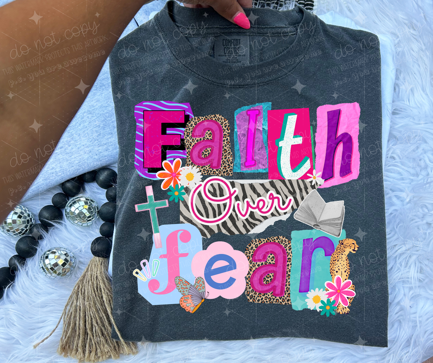 FAITH OVER FEAR CLIPPINGS - DTF TRANSFER