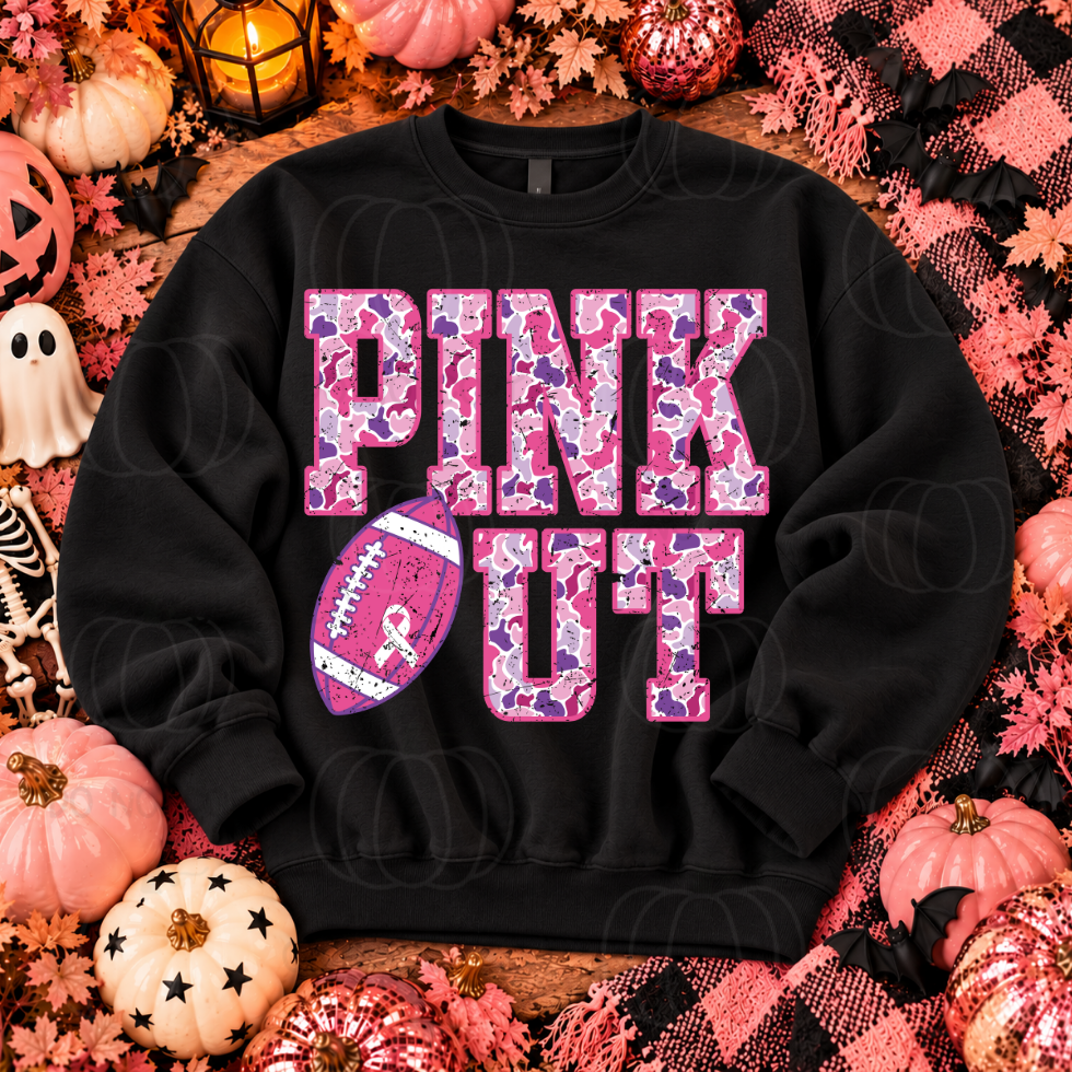 PINK OUT CAMO FOOTBALL - DTF TRANSFER