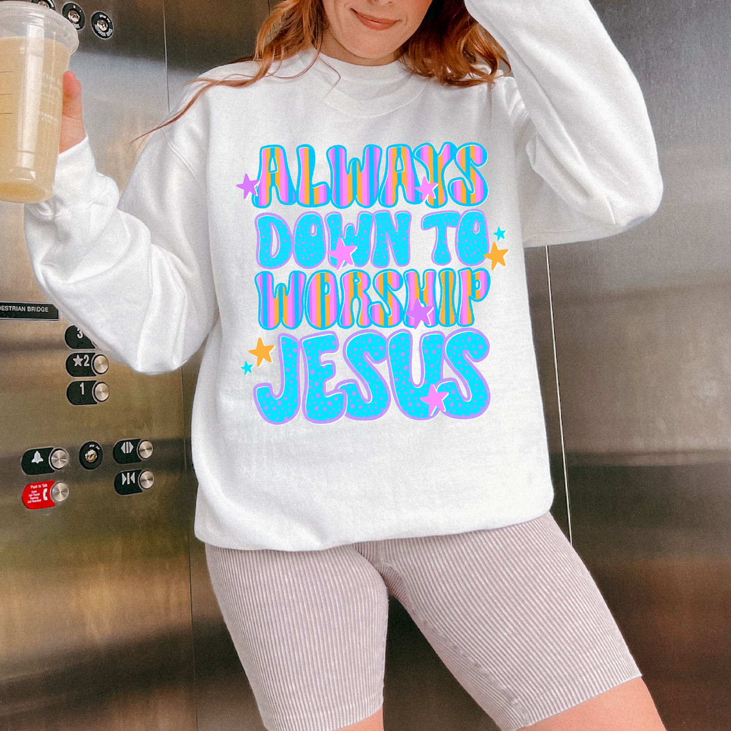 ALWAYS DOWN TO WORSHIP JESUS BLUE - DTF TRANSFER
