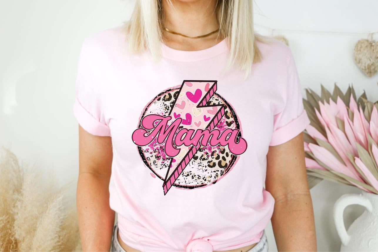 MAMA LEOPARD & HEART BOLT - DTF TRANSFER