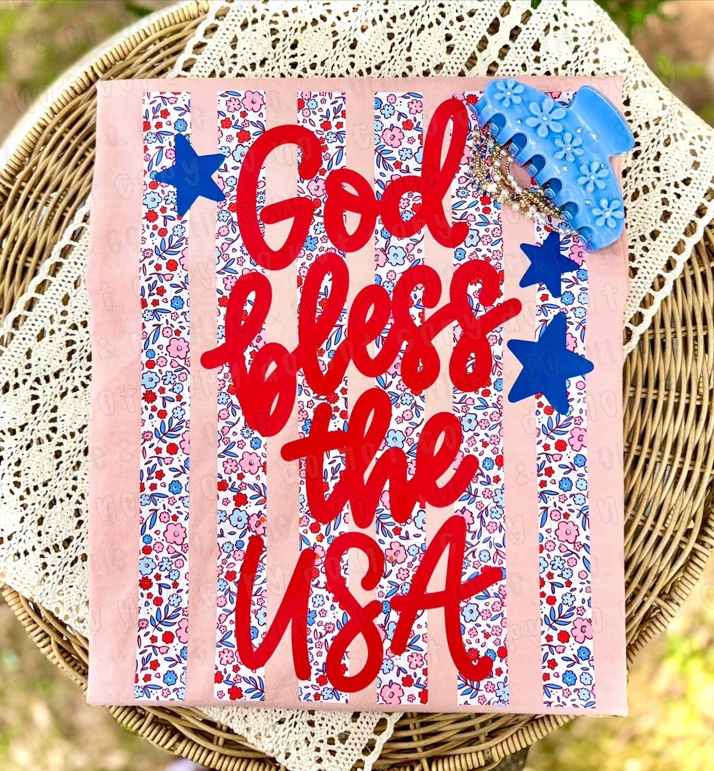 GOD BLESS THE USA FLORAL - DTF TRANSFER