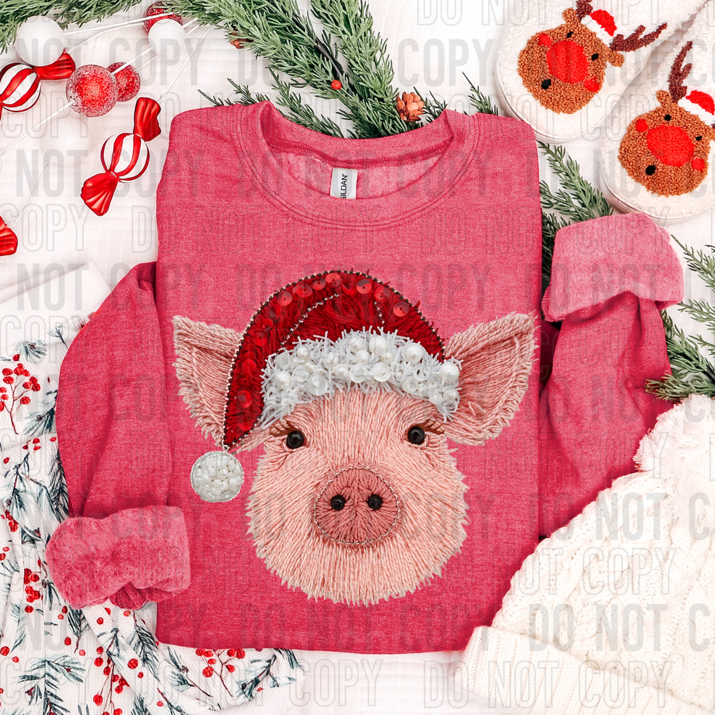 CHRISTMAS PIG FAUX YARN - DTF TRANSFER