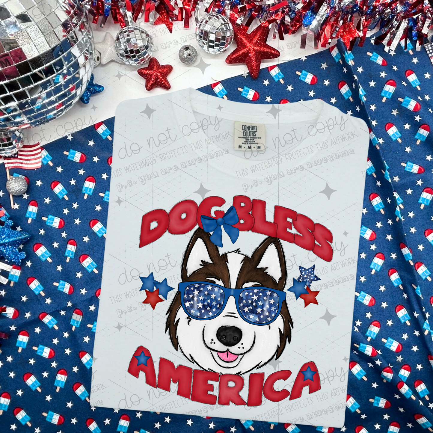 DOG BLESS AMERICA - DTF TRANSFER