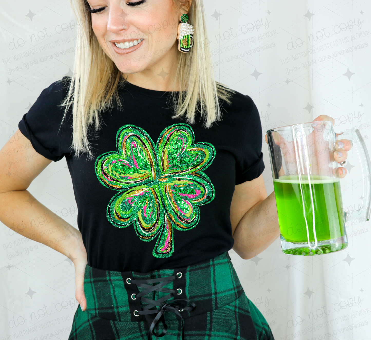 SHAMROCK - FAUX GLITTER - DTF TRANSFER