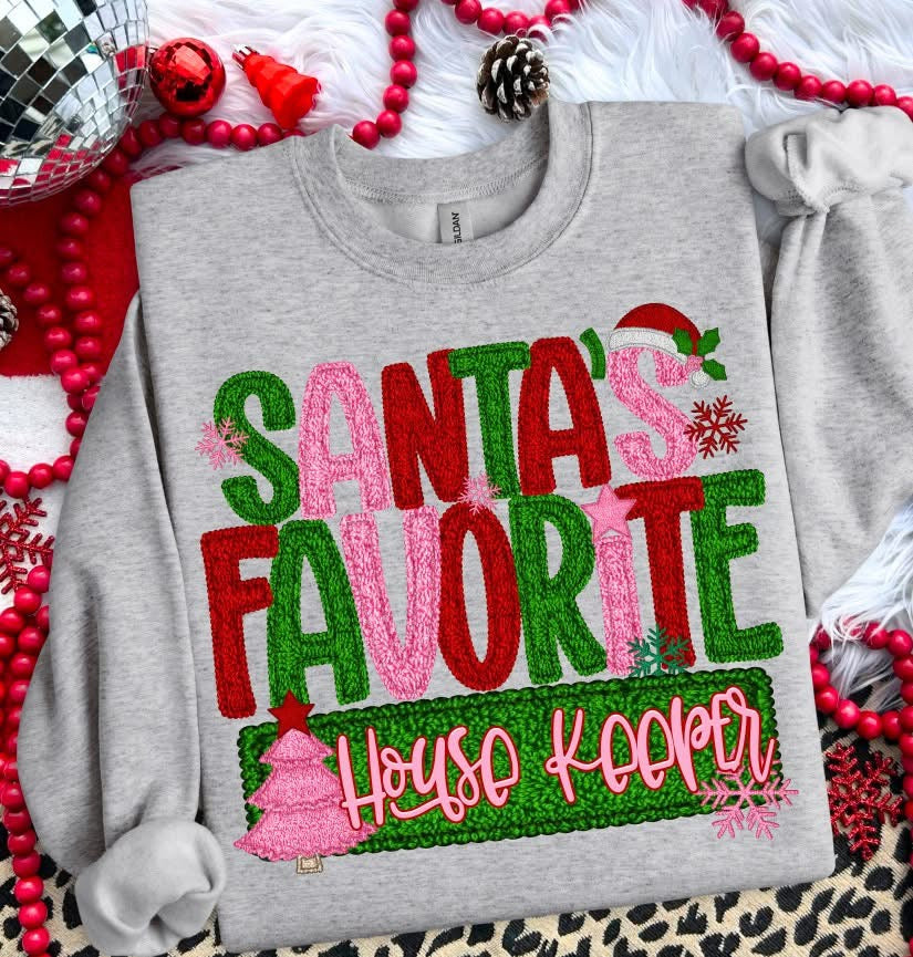 SANTA'S FAVORITE HOUSE KEEPER - FAUX YARN - DTF TRANSFER