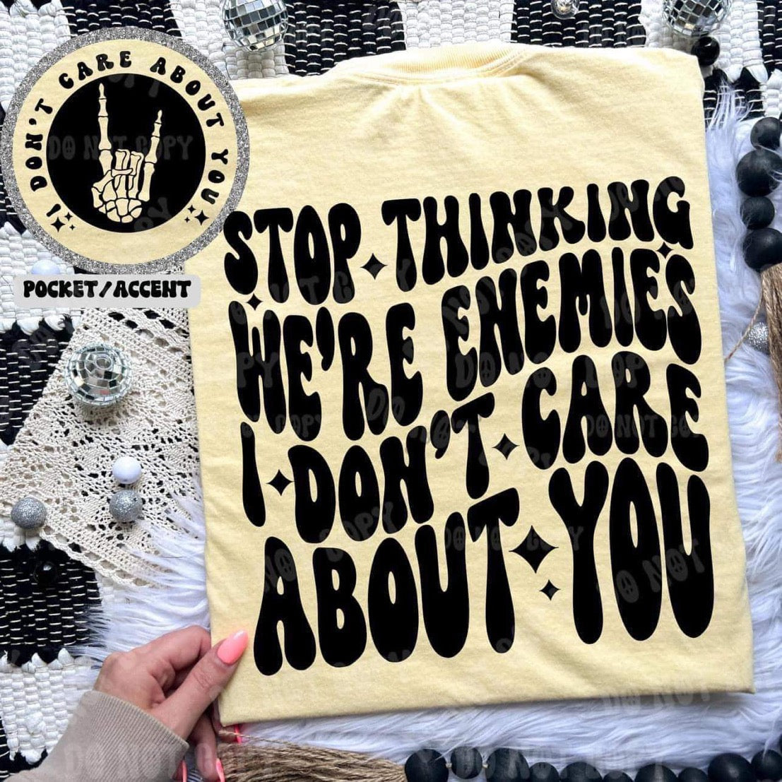 STOP THINKING - FRONT+BACK - DTF TRANSFER