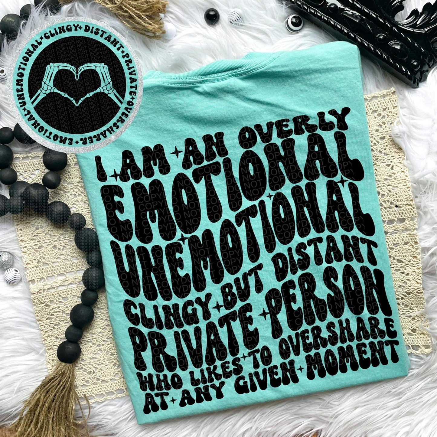 EMOTIONAL UNEMOTIONAL *OLLIE & CO. EXCLUSIVE* - FRONT+BACK - DTF TRANSFER