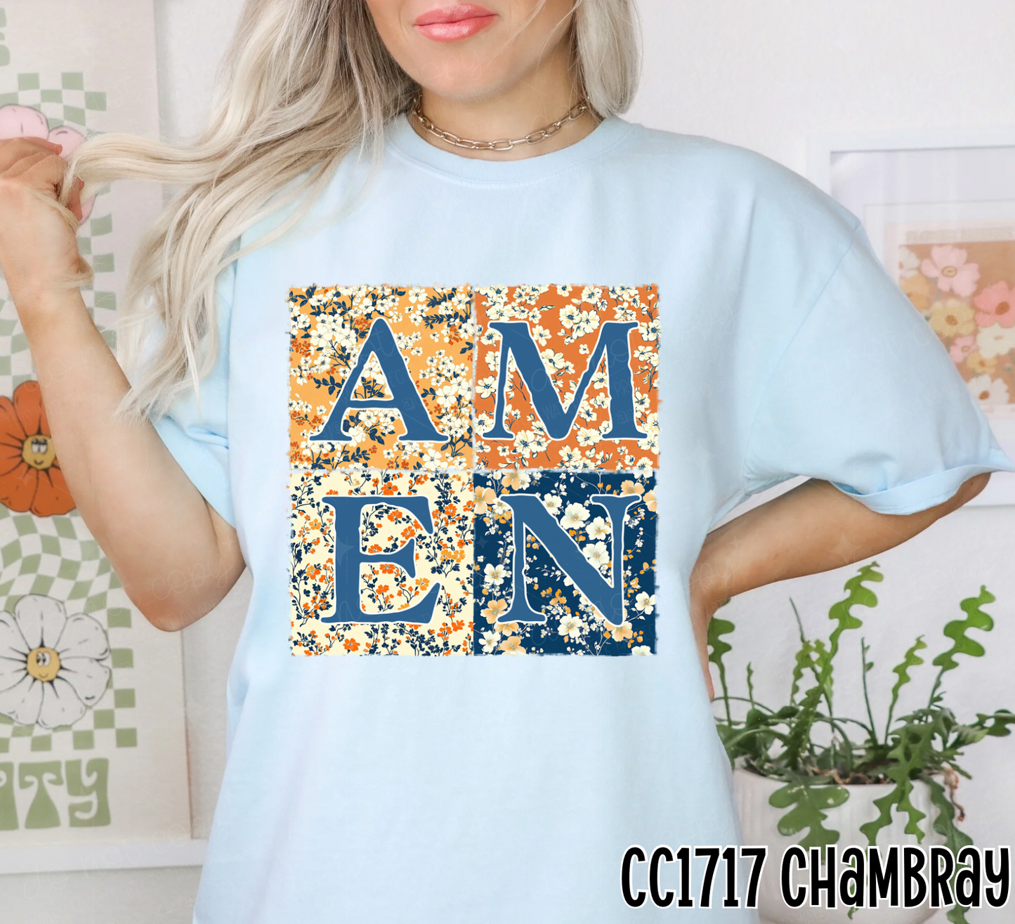 AMEN FLORAL PATCHWORK - DTF TRANSFER