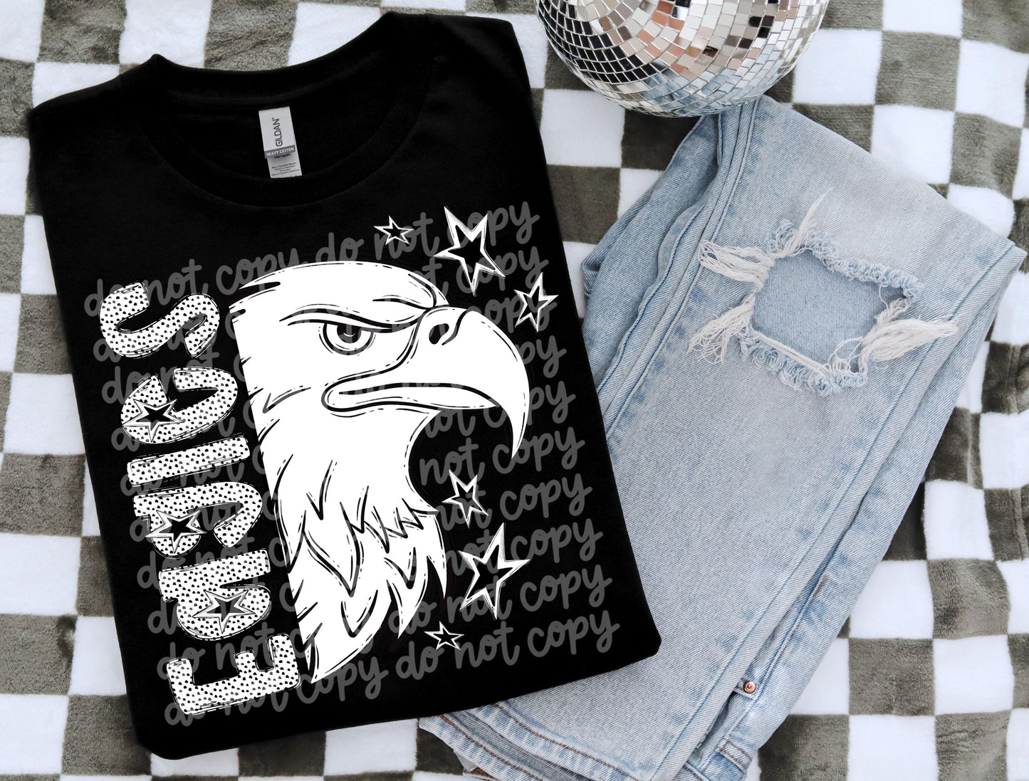 BLACK WHITE DOTTIE MASCOT - DTF TRANSFER