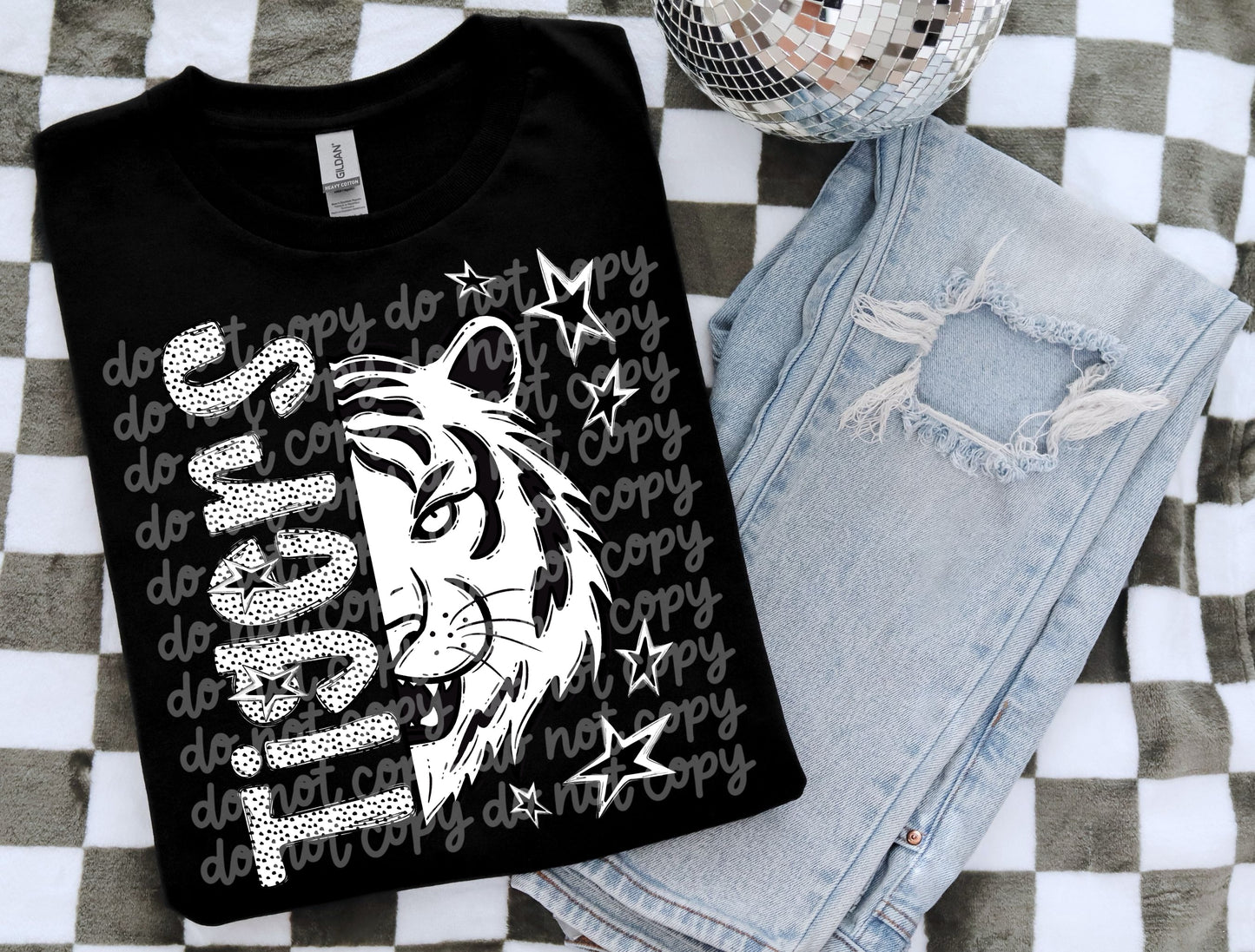 BLACK WHITE DOTTIE MASCOT - DTF TRANSFER